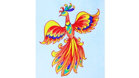 Жар птица поэтапное рисование