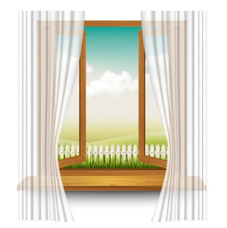 Рисование окна с занавесками