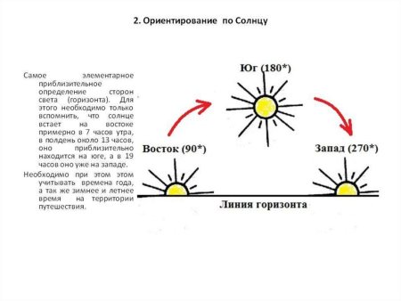 Как ориентироваться по солнцу в полдень