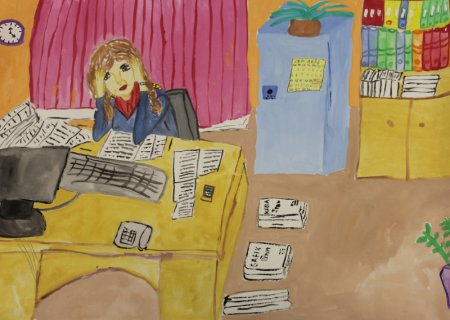 Рисунок мама на работе