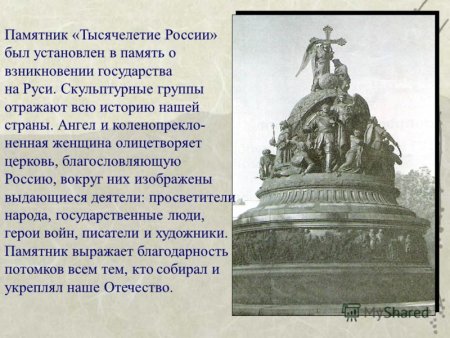 Памятник тысячелетия Руси в Великом Новгороде описание
