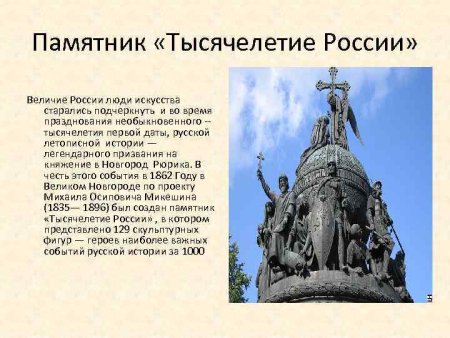 Памятник в Новгороде тысячелетие Руси описание