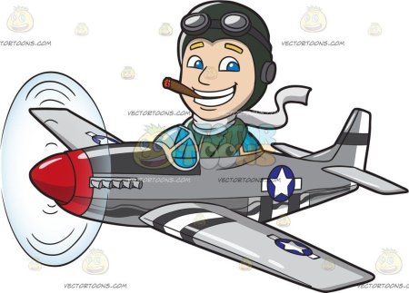 Мультяшный летчик в самолете