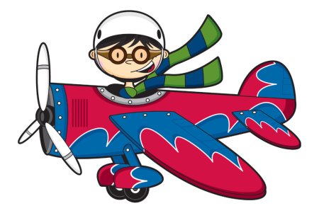 Мультяшный летчик в самолете