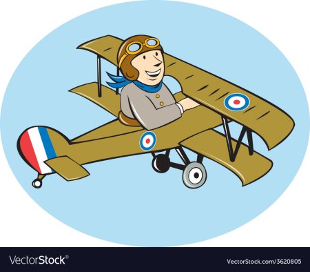 Мультяшный самолет с пилотом