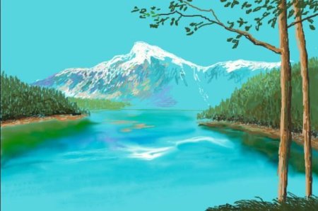 Горы и озеро для детей