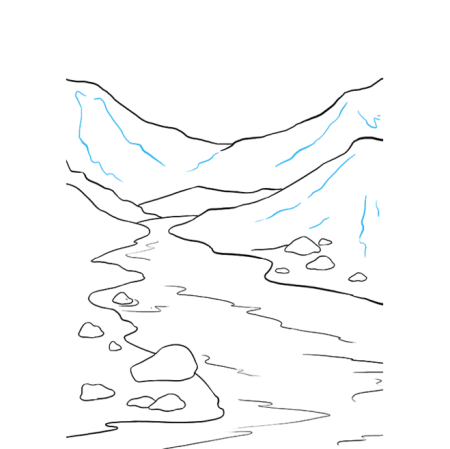 Речка карандашом
