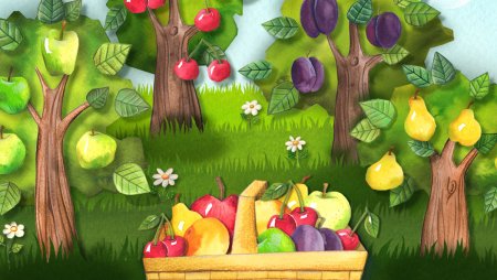 Сад с фруктами для детей