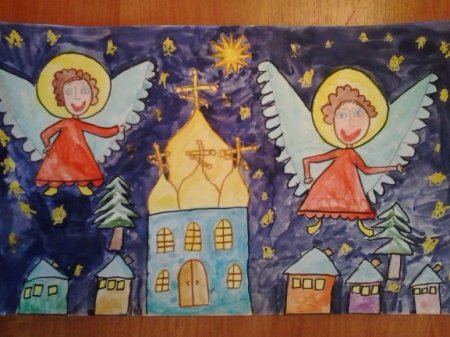 Рисунок аппликация на тему Рождество Христово