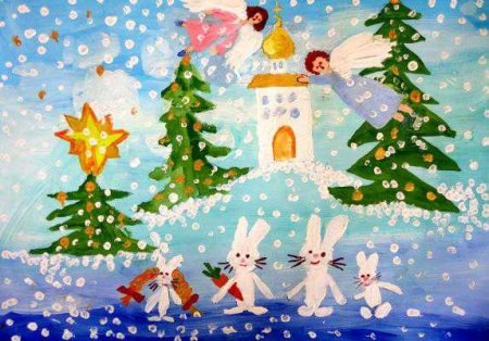 Рисунок детский новый год и Рождество