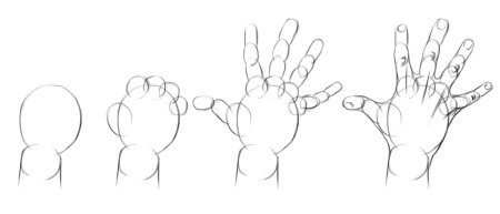 Пошаговое рисование руки человека