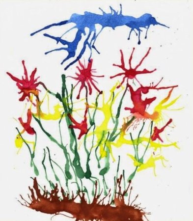 Кляксография выдувание трубочкой