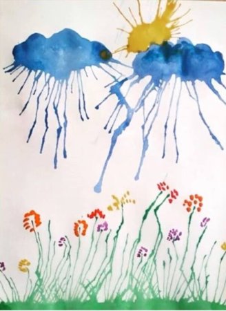 Выдувание из трубочки рисование техника