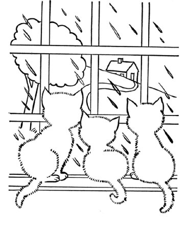 Кошка на окне раскраска