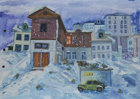 Зимний городской пейзаж для детей