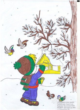 Рисование на тему зимующие птицы
