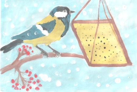 Рисунок зимующие птицы на конкурс