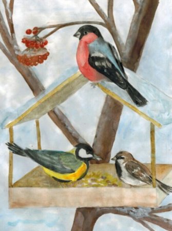 Рисование кормушка для птиц старшая группа