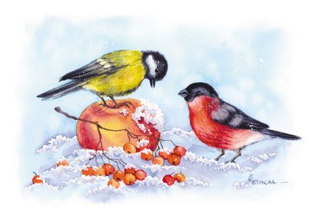 Рисование с детьми Снегирь
