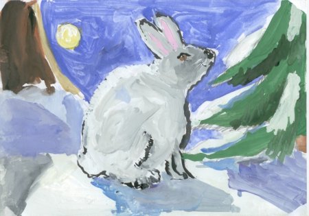 Рисование животные зимой