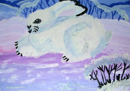 Рисование заяц зимой