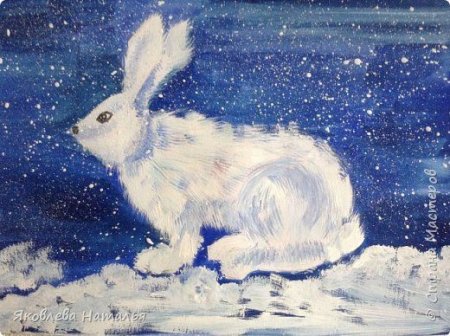Рисование заяц зимой