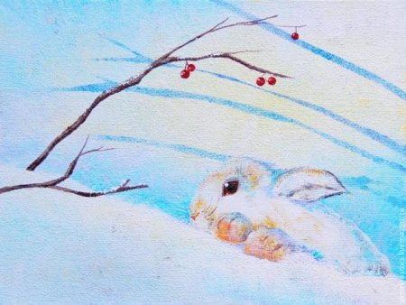 Заяц зимой для детей