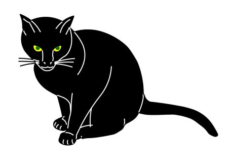 Черная кошка на белом фоне