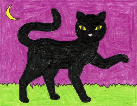 Черный кот рисунок