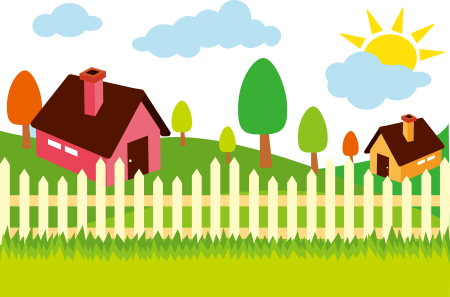 Мультяшный домик с забором