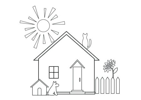 Дом с забором раскраска