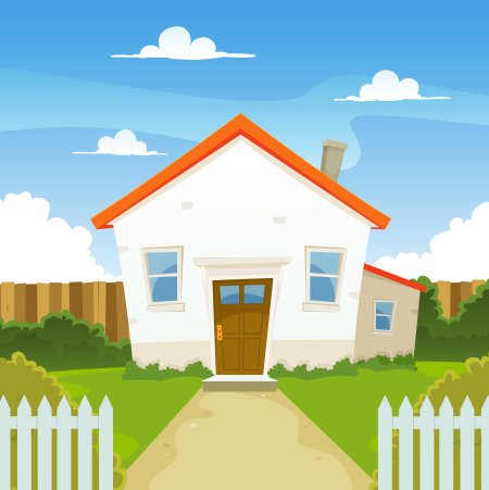 Мультяшный домик с забором
