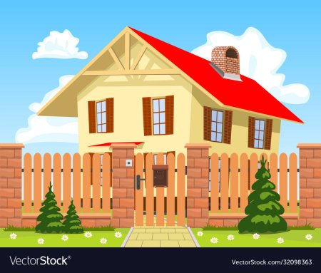 Нарисовать дом с забором