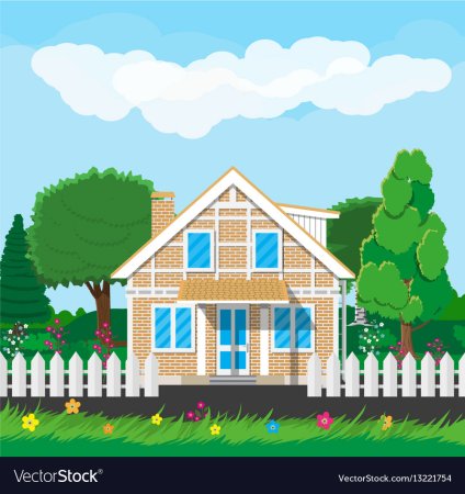 Мультяшный домик с забором