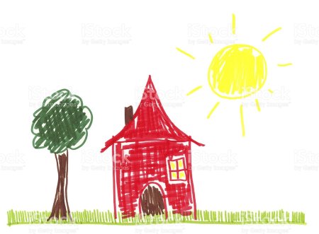 Детский рисунок дом солнце