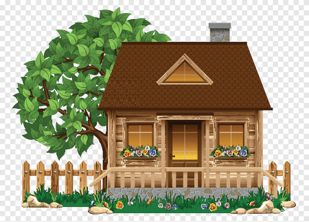 Деревенский домик на белом фоне