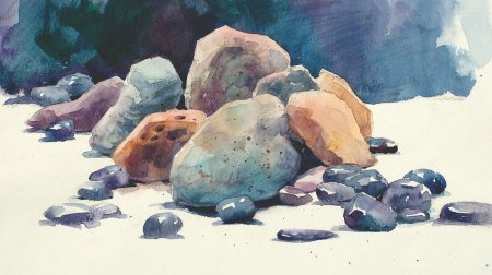 Камни акварелью