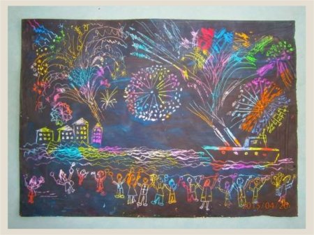 Граттаж салют Победы