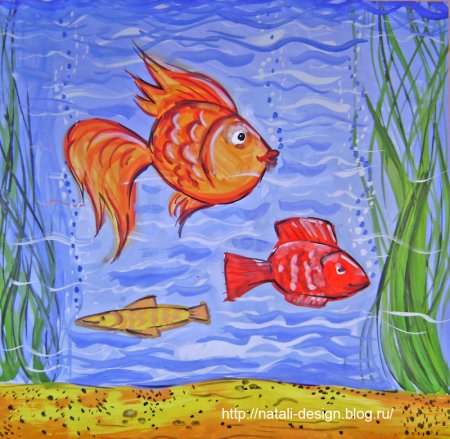 Рисование рыбки в аквариуме