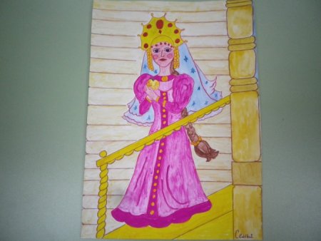 Иллюстрация к сказке о мертвой царевне и 7 богатырях