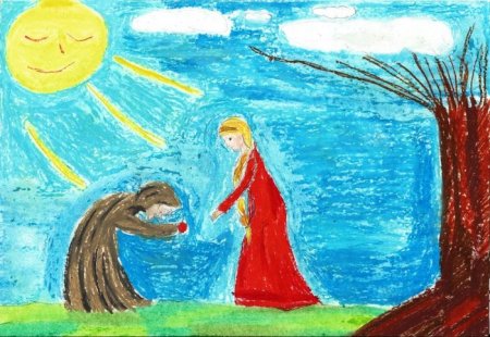 Иллюстрация к сказке о мертвой царевне и семи богатырях