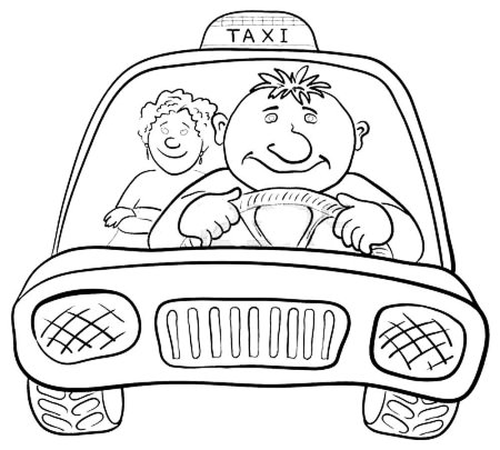Раскраска автомобиль с водителем