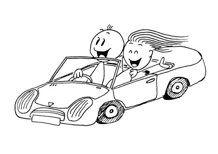 Раскраска машина с водителем