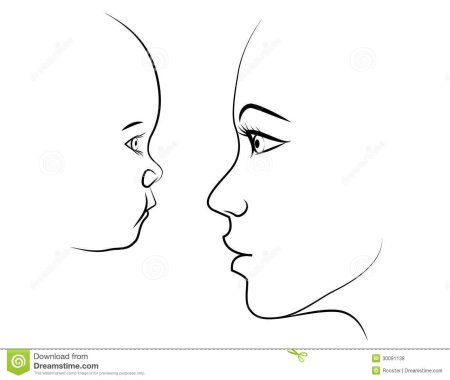 Детское лицо в профиль карандашом