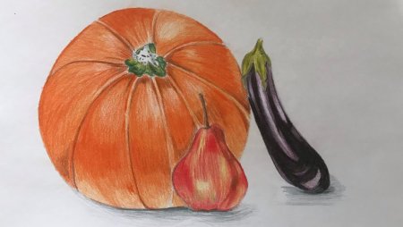 Тыква цветными карандашами