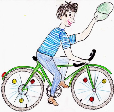 Велосипедист рисованный
