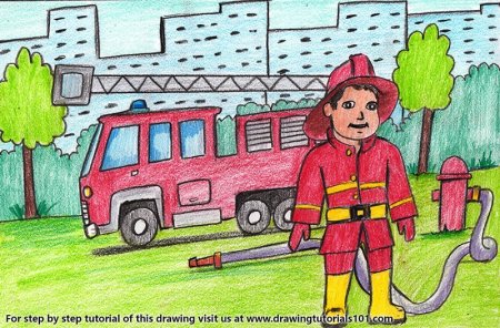 Рисунок на день пожарника для детей