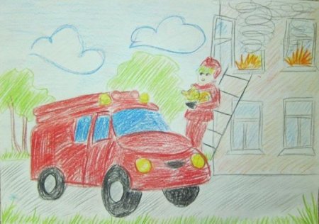Детские рисунки пожарной машины