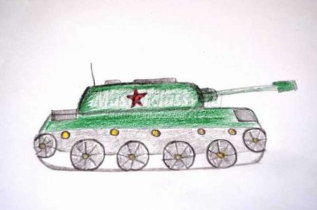 Рисунок на 23 февраля танк карандашом