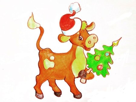 Новогодний бычок рисунок